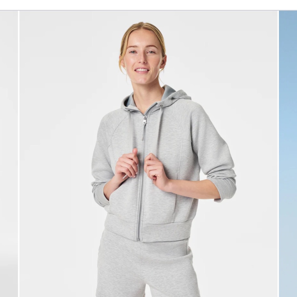 SPANX Heather Gray AirEssentials Zip-Up Hoodie